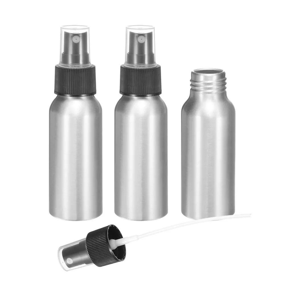 Mini sticlă de pulverizare cu ceață fină reutilizabilă din aluminiu de 60 ml (2 oz).