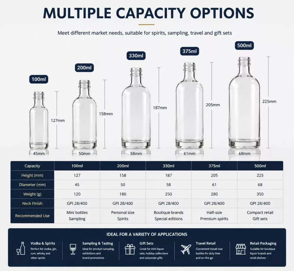 100ml Empty Glass Tequila Bottles with Aluminum Cap