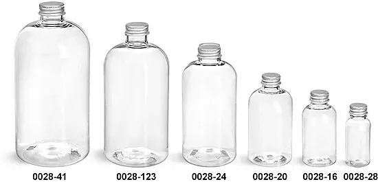 PET Boston Round Bottles With Silver Caps